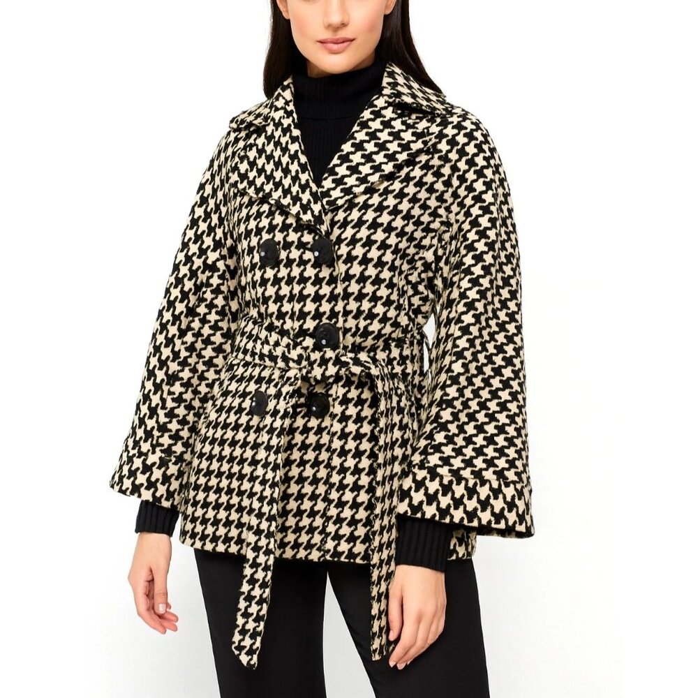 Vintage Talbots Houndstooth Belted Wool Coat Wool Double Breasted - Picture 14 of 14